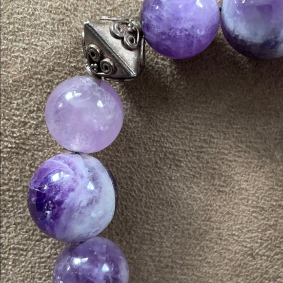 𝅺💜host Pick💜 Graduated Big Amethyst Balls Decorative Silver Bracelet w Toggle - Picture 3 of 4